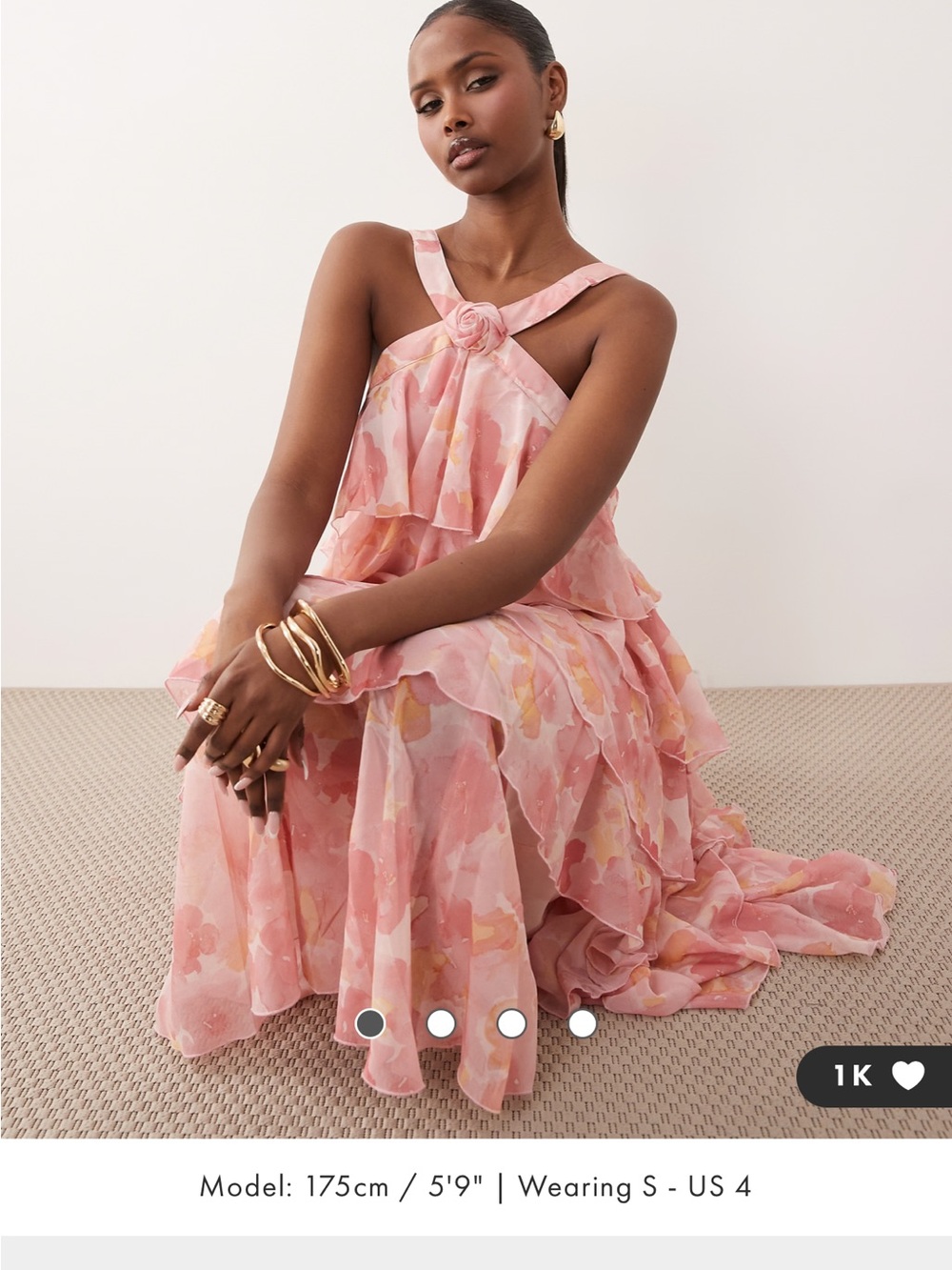 Vero Moda Felicia halterneck tiered maxi dress with corsage detail in angel wing